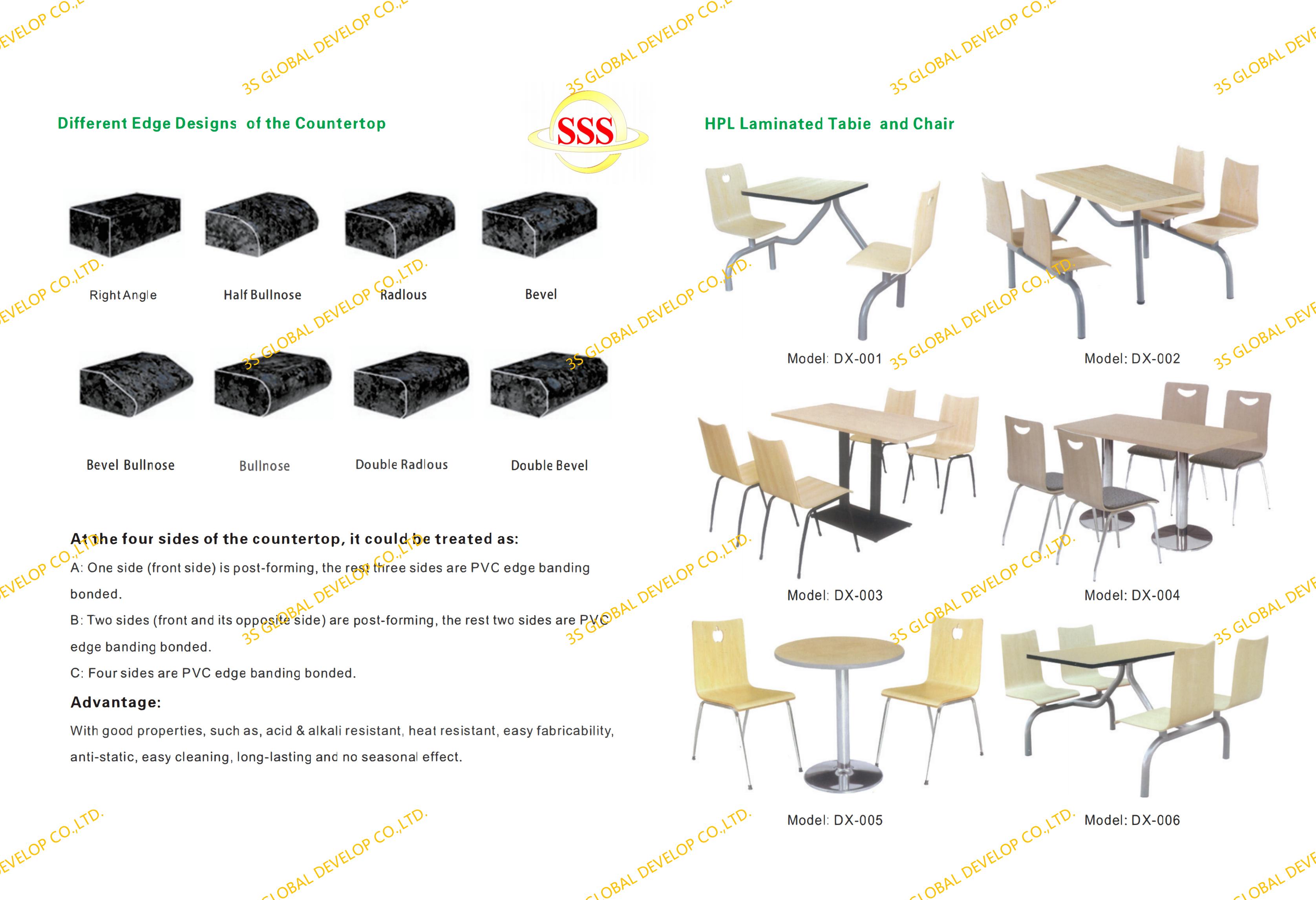 HPL Laminated board,Post-forming HPL laminated countertop/kitchen top/table top.